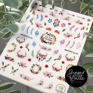 FLORAL ANTLERS! Nail Art Stickers