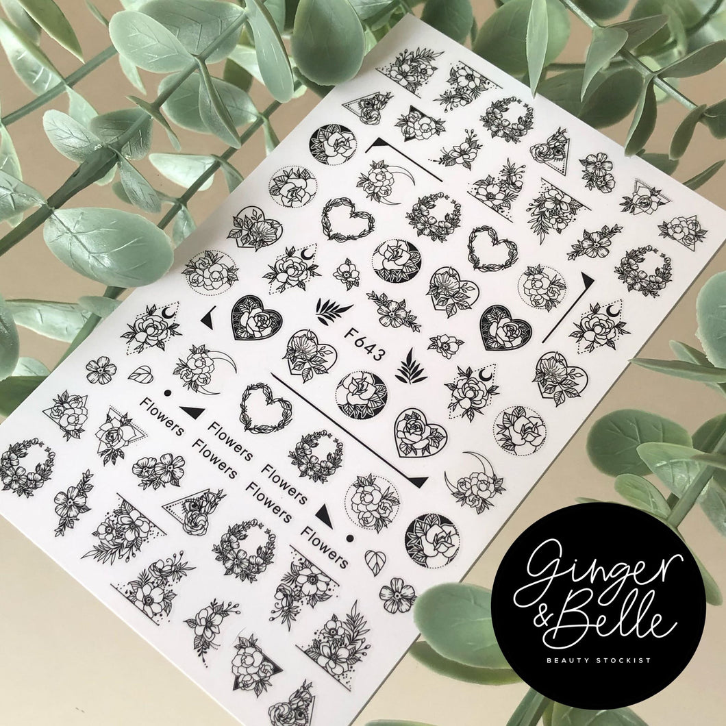 TRADITIONAL FLORAL TATTS! Nail Art Stickers