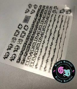MONOCHROME SWIGGLES (BLACK)! Nail Art Stickers